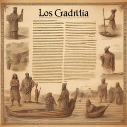 A detailed image featuring the text 'LOS GADIRITAS' written in an ancient script