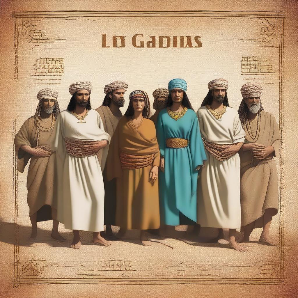 A realistic, historical image featuring the text 'LOS GADIRITAS' written in an authentic, ancient font