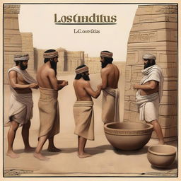 A realistic, historical image featuring the text 'LOS GADIRITAS' written in an authentic, ancient font