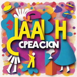 A dynamic image featuring the text 'LA CREACIÓN' written in a creative, artistic font