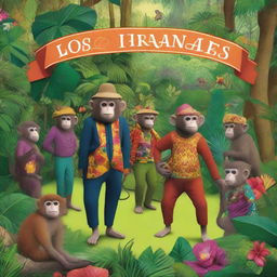 A vibrant scene featuring the text 'LOS IRRACIONALES' prominently displayed