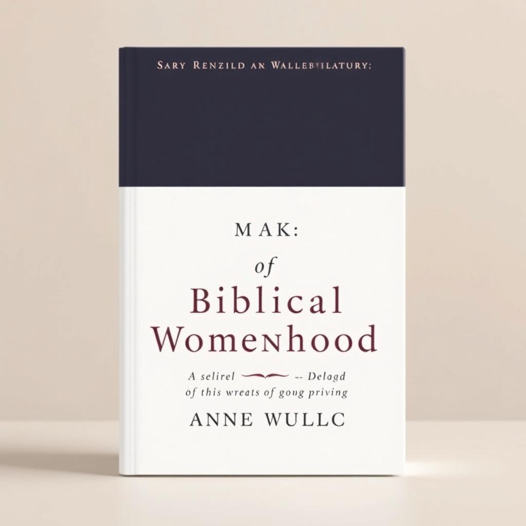 Create a photorealistic, simple, and elegant book cover for 'The Making of Biblical Womanhood'