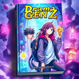 A fantasy book cover titled 'Drama Gen Z', featuring high school characters, a boy and a girl