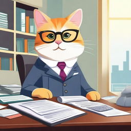 A whimsical illustration of a cat dressed as an accountant