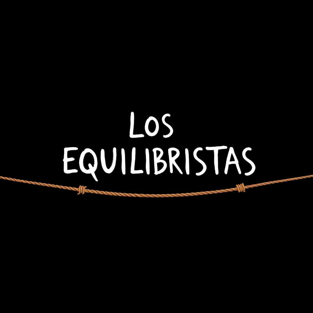 The text 'LOS EQUILIBRISTAS' written above a tightrope