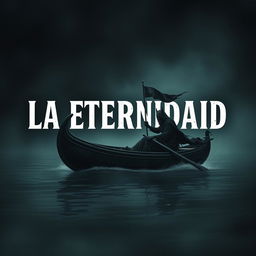 Create an image featuring the text 'LA ETERNIDAD' with Charon in his boat