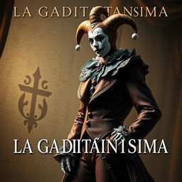 Create an image featuring the text 'LA GADITANíSIMA' with a realistic harlequin