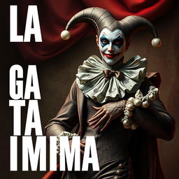 Create an image featuring the text 'LA GADITANíSIMA' with a realistic harlequin