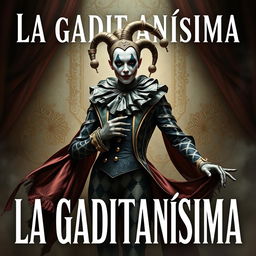 Create an image featuring the text 'LA GADITANíSIMA' with a realistic harlequin