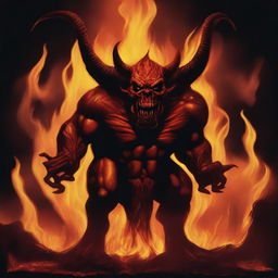 Create an image featuring the text 'LOS DEL PISO DE ABAJO' with a demon in hell