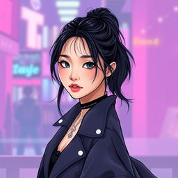 A female version of Felix Lee from Stray Kids, portrayed as attractive and stylish