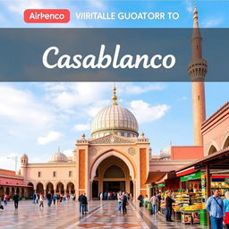 A visually appealing guide cover for Airbnb visitors to Casablanca, Morocco