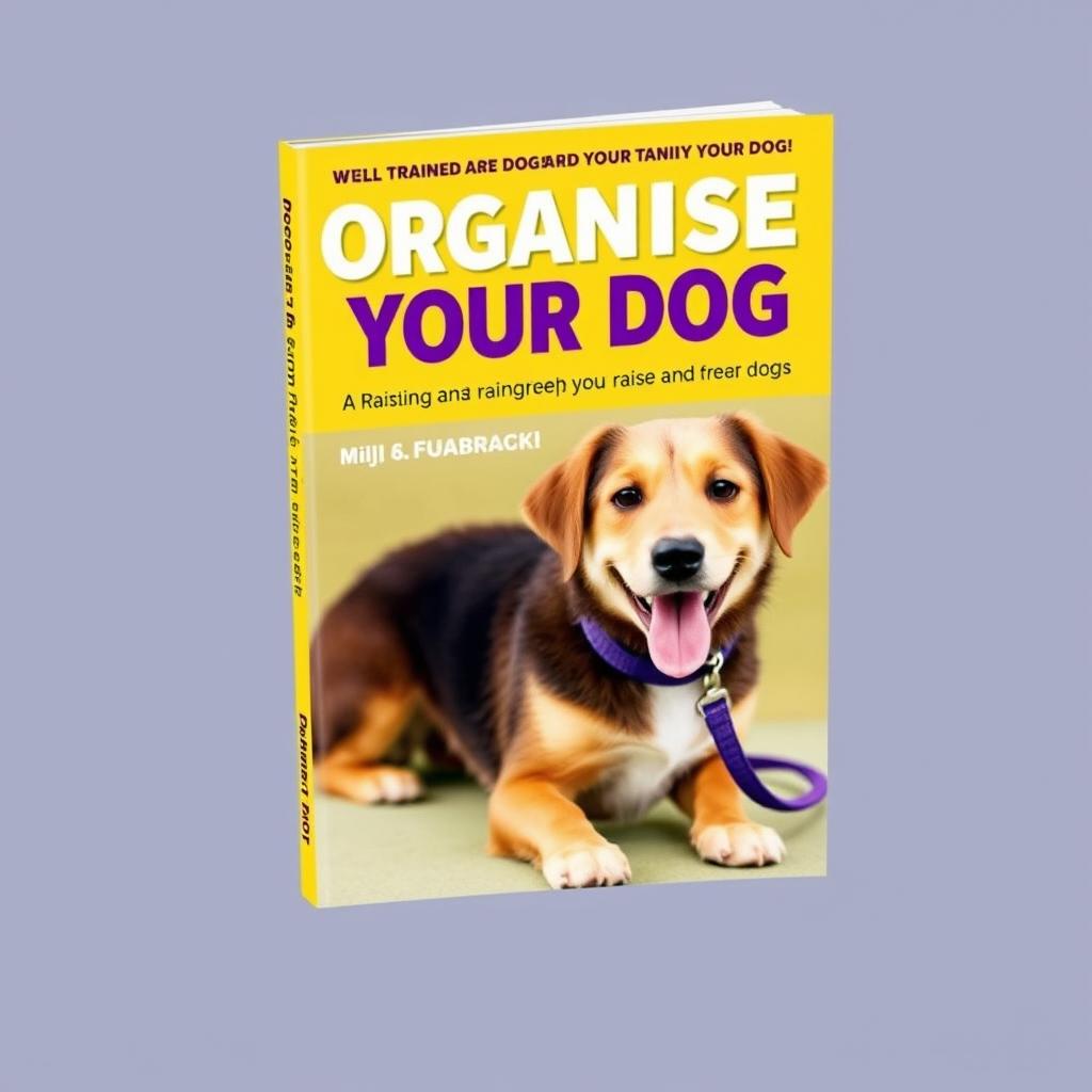 Create a book cover for a book titled 'Organise Your Dog' about raising and training dogs