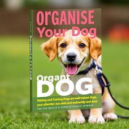 Create a book cover for a book titled 'Organise Your Dog' about raising and training dogs