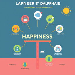 A visually appealing roadmap to happiness, showcasing 10 strategies to live your best life