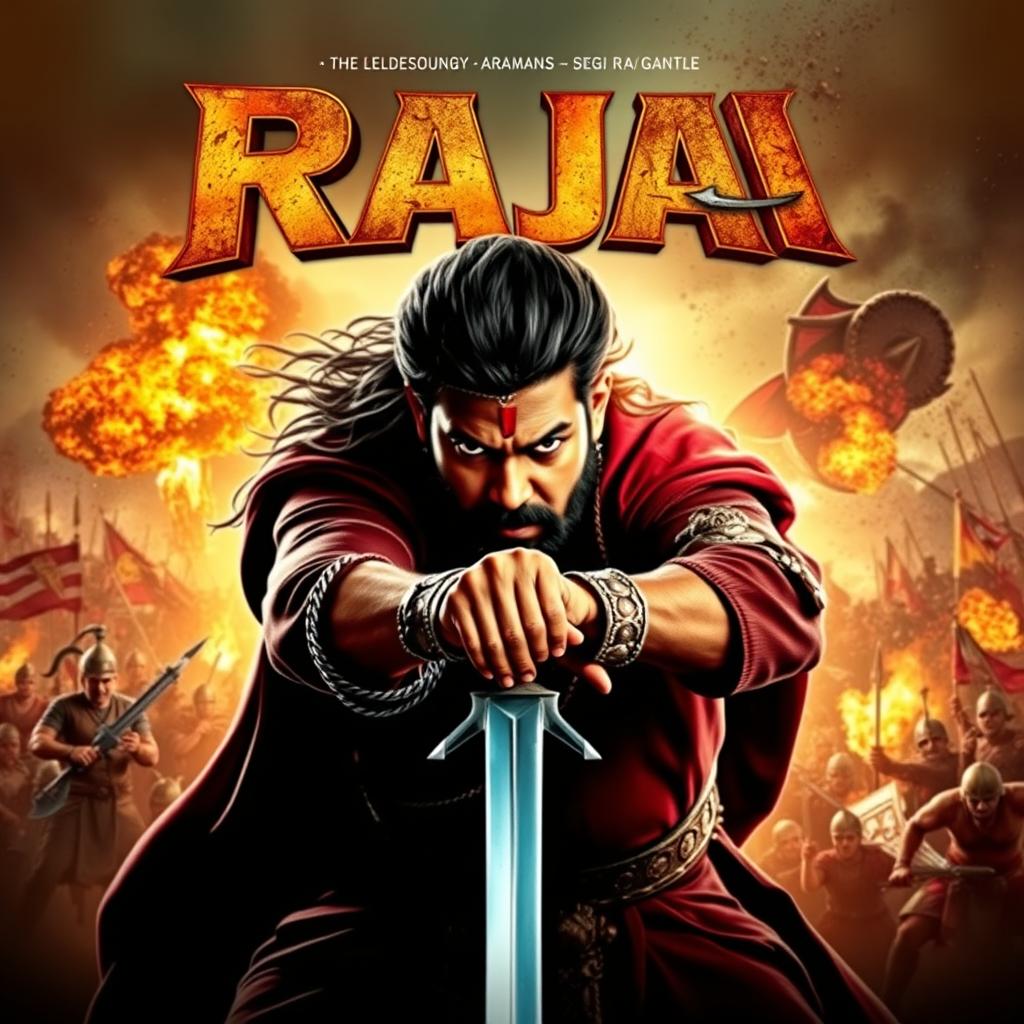 An action film poster featuring a king named Raja