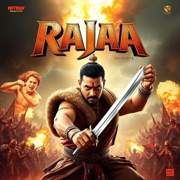 An action film poster featuring a king named Raja