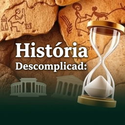An image featuring cave paintings, historical monuments, and an hourglass