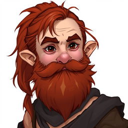 A dwarf sorcerer with a round face and dark brown eyes