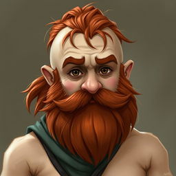 A dwarf sorcerer with a round face and dark brown eyes