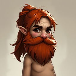 A dwarf sorcerer with a round face and dark brown eyes