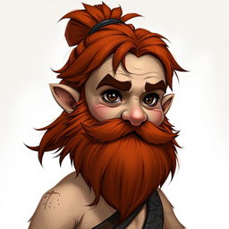 A dwarf sorcerer with a round face and dark brown eyes