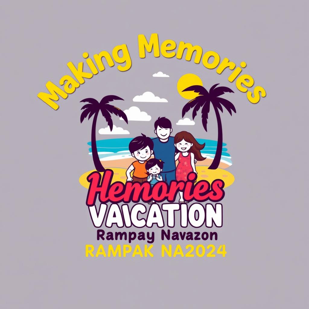 Create a T-shirt design for 'Making Memories Family Vacation Rampak Naong 2024'