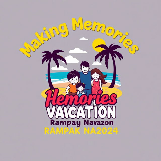 Create a T-shirt design for 'Making Memories Family Vacation Rampak Naong 2024'