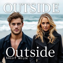 Create a book cover for a novel titled 'Outside' featuring an enemies-to-lovers theme