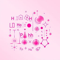 Create an image with a pink color theme that incorporates elements of chemistry