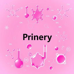 Create an image with a pink color theme that incorporates elements of chemistry