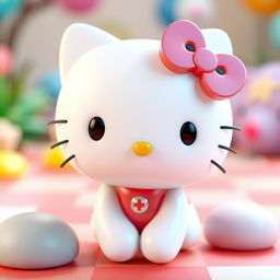 A 3D rendering of Hello Kitty, the popular cartoon character