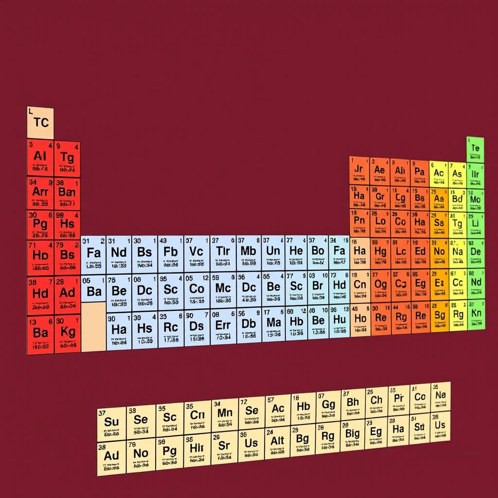 A detailed and colorful periodic table of chemical elements