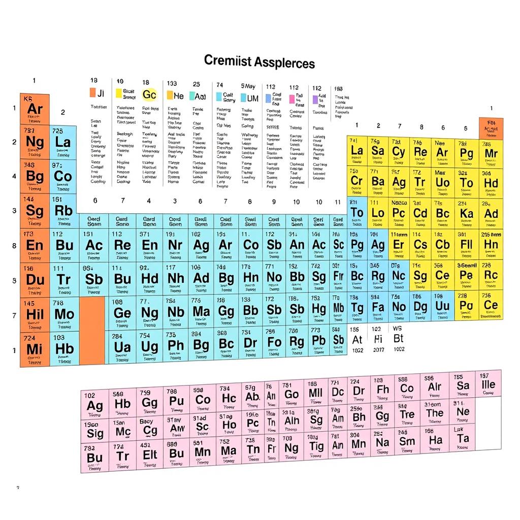 A detailed and colorful periodic table of chemical elements