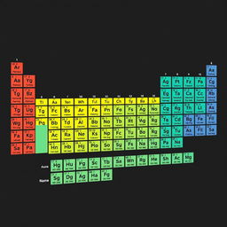 A detailed and colorful periodic table of chemical elements