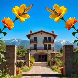 La imagen se sitúa en la Hacienda de Junín, Perú, con un imponente cielo azul