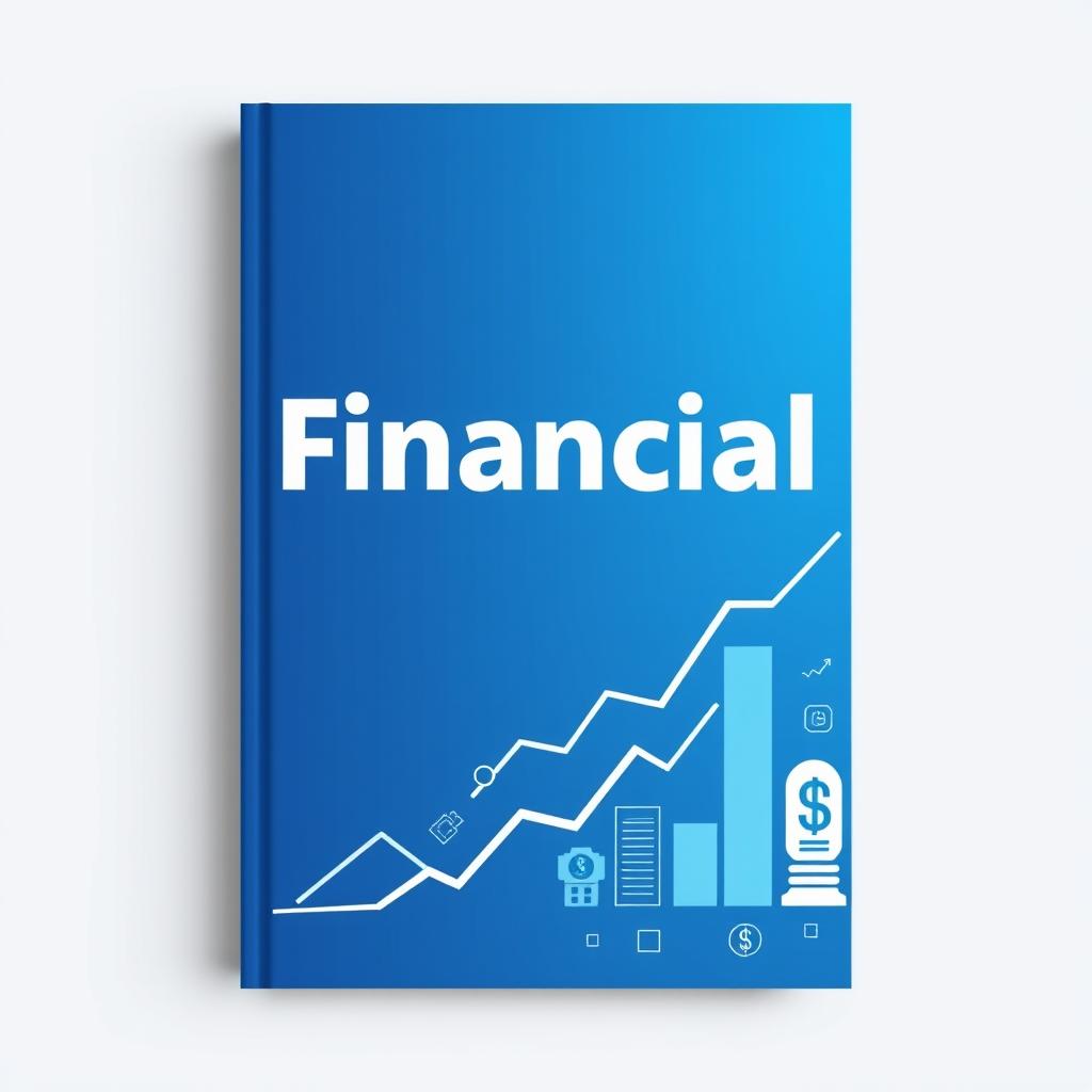 A stylish cover with a gradient blue background, a stylized financial graph, an eye-catching white title, and modern financial icons to symbolize growth and success