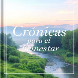 A serene and peaceful book cover titled 'Crónicas para el bienestar'