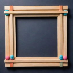 An artistically designed frame made up of intertwining ice cream sticks.