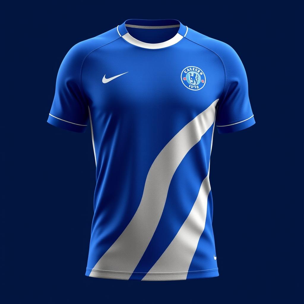 A blue soccer jersey with a modern and sleek design