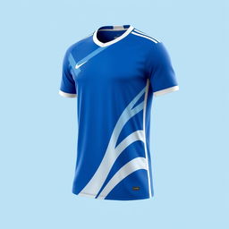 A blue soccer jersey with a modern and sleek design