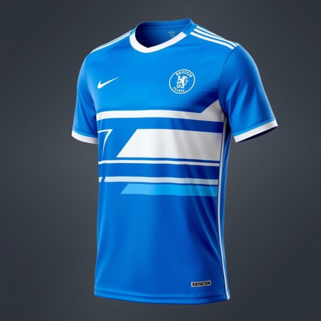 A blue soccer jersey with a modern and sleek design