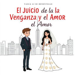 A book cover titled 'El Juicio de la Venganza y el Amor' in Spanish