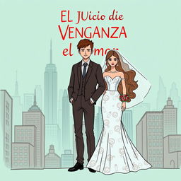 A book cover titled 'El Juicio de la Venganza y el Amor' in Spanish