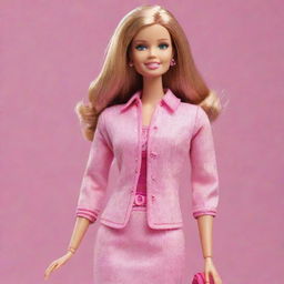 A classic Barbie doll wearing a fashionable pink outfit