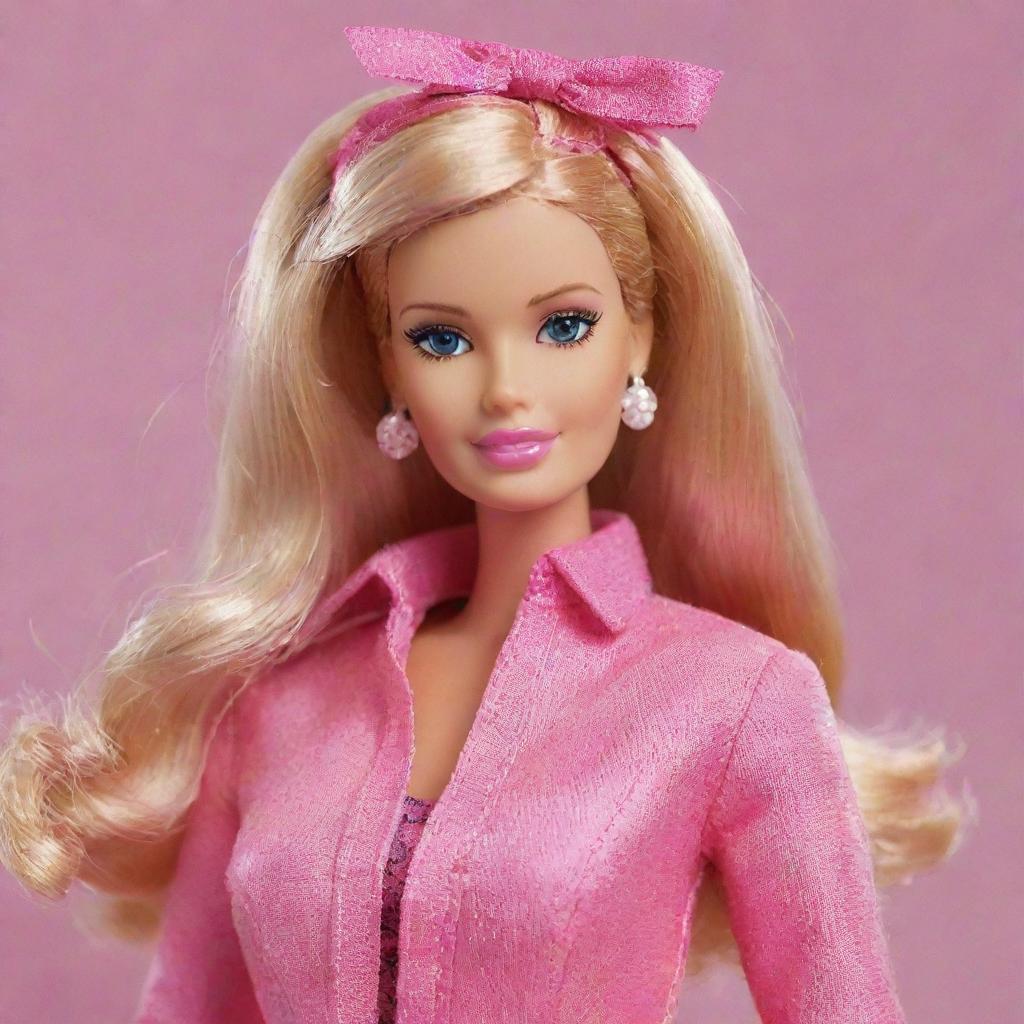 A classic Barbie doll wearing a fashionable pink outfit