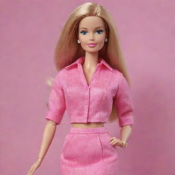 A classic Barbie doll wearing a fashionable pink outfit