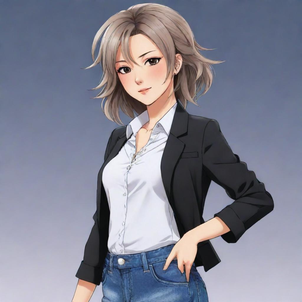 Anime-style character Ruka Sarashina from the series Rent a Girlfriend, in a dynamic pose with her signature hair and outfit.