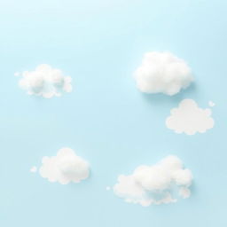 A cardboard cutout of a clear sky with fluffy white clouds, giving a whimsical and artistic feel.