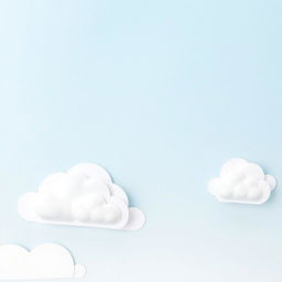 A cardboard cutout of a clear sky with fluffy white clouds, giving a whimsical and artistic feel.